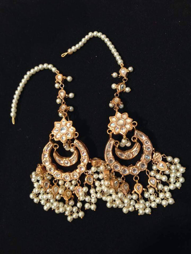 Kundan earrings in white and golden Model#Kundan 23