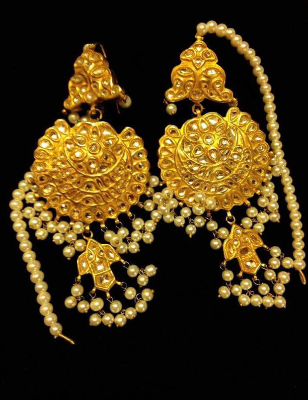 Kundan earrings in white and golden color Model#Kundan 25