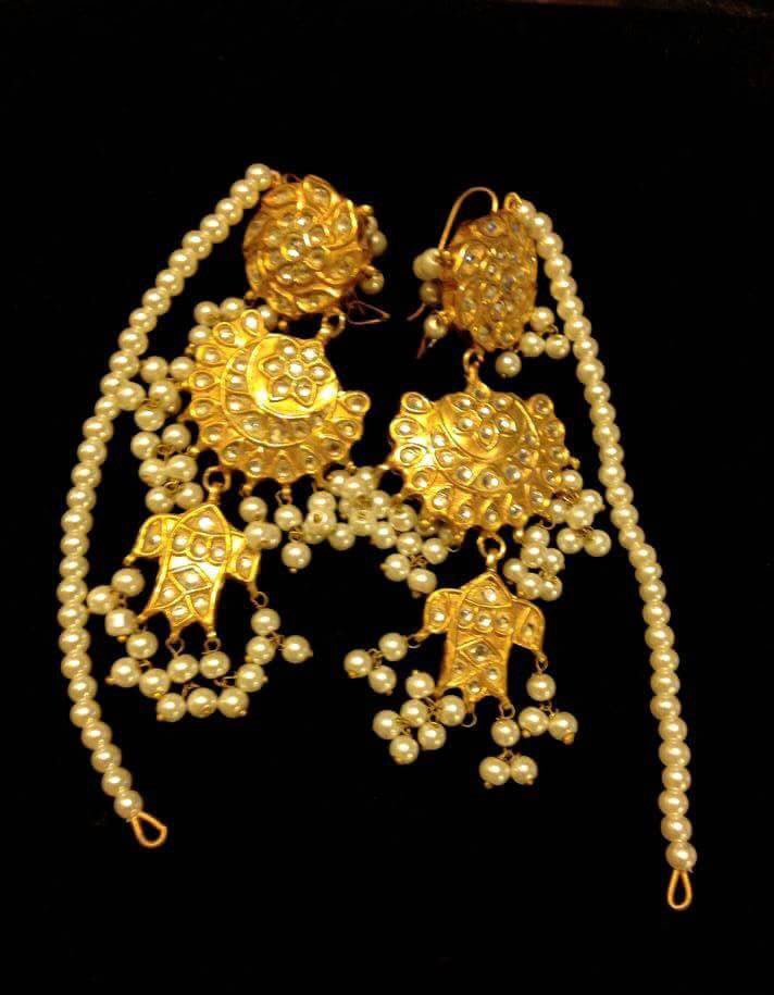 Kundan jhumka set Model#Kundan 30
