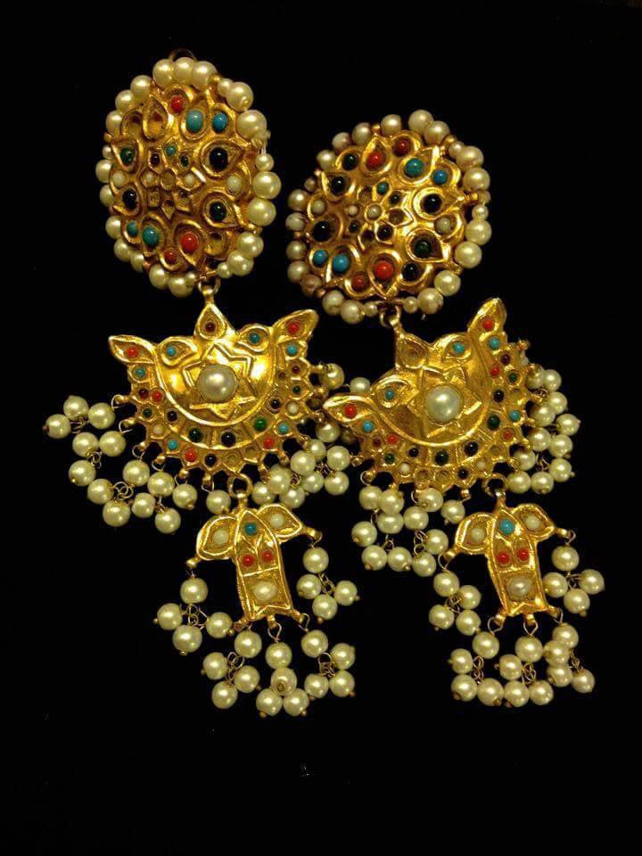 Kundan jhumka set Model#Kundan 31