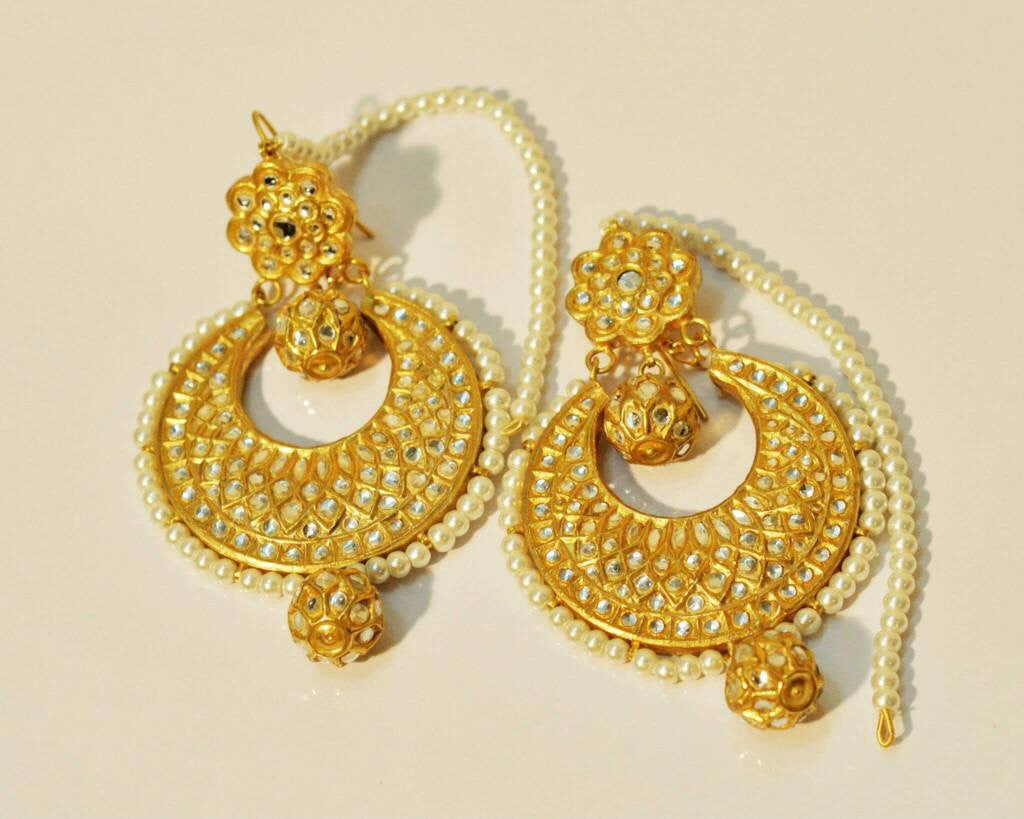 Kundan earrings in Bali style Model# Kundan 33