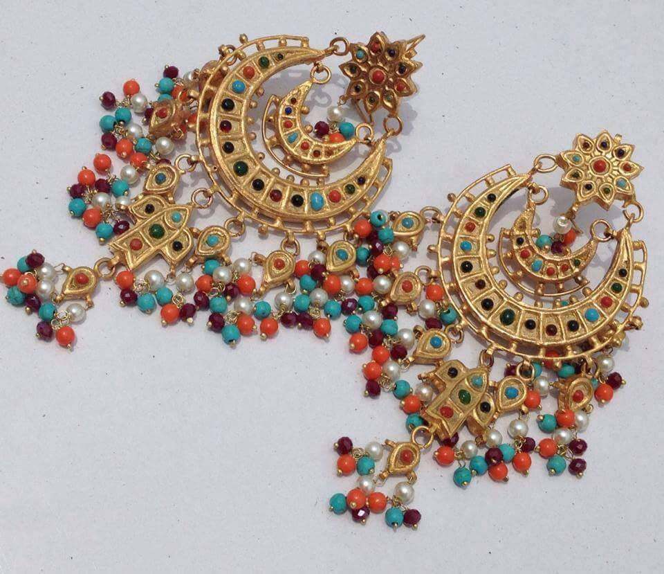 Kundan jhumka style Bali set Model#Kundan 35