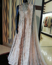 Wedding bridal maxi in pink and silver color Model #B 392