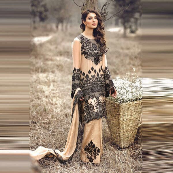 Chiffon dress by sareen in skin black color Model #Eid 524