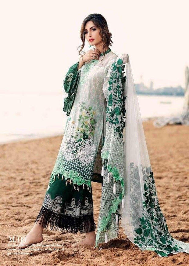 Net dress with lawn inner by rang rasyia in sea green and off white color Model # Eid 515