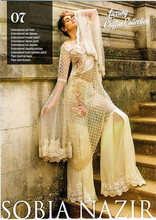 Net dress by sobia nazir in golden color with lawn inner Model#Eid 530