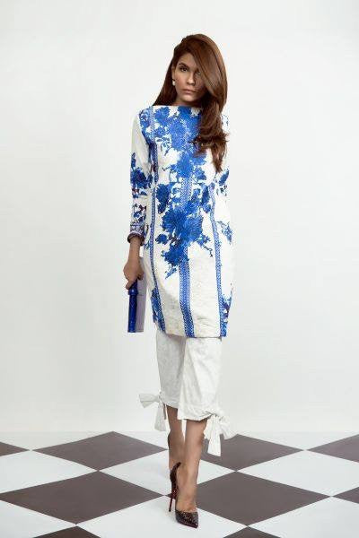 Lawn dress blue and white Model#L 60