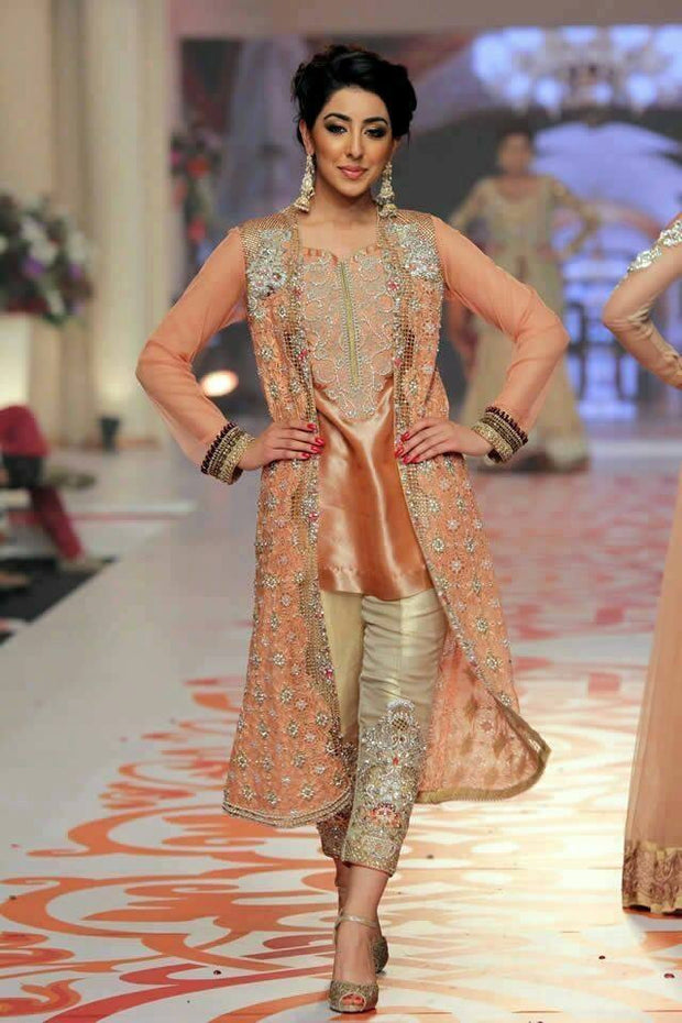 Chiffon zainab chotani rust dress Model#C 62