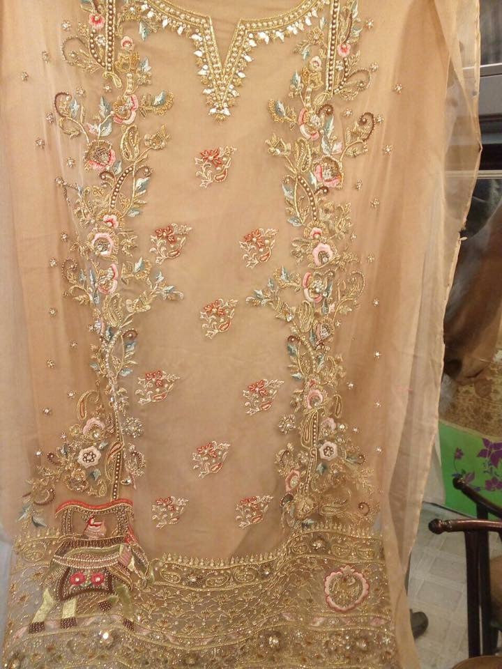 Golden Gharara Shirt with Gharara Work With Mughleai Theme