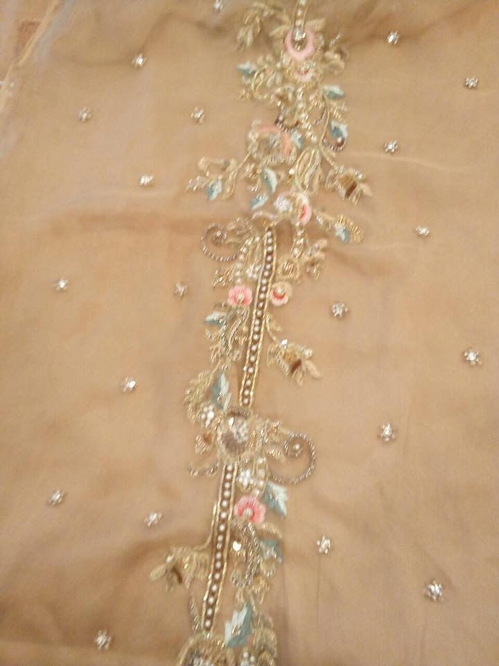Golden Gharara Shirt with Gharara Work With Mughleai Theme