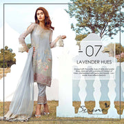 Chiffon dress by sareen in light gray color with threds embroidery Model # C 551
