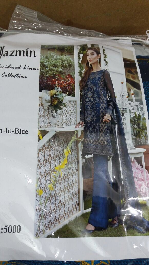 Beutifull linen dress by jasmine in dark blue color Model # W 708