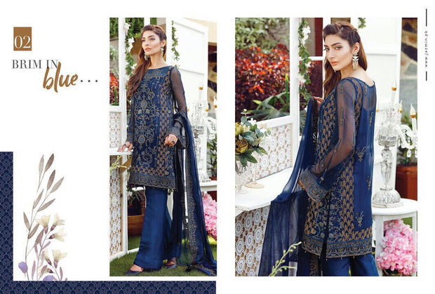 Beutifull chiffon dress by sareen in dark blue color Model #C 826