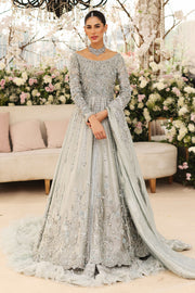 Ice Blue Lehenga Pishwas Pakistani Wedding Dress