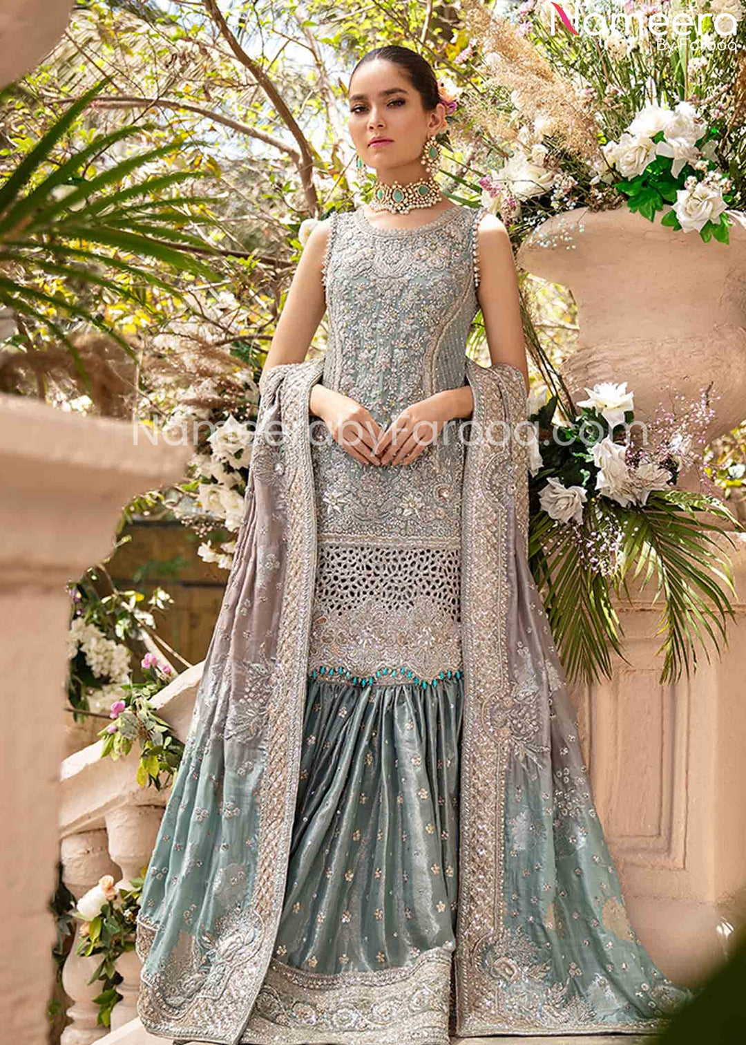 ice blue pakistani dress