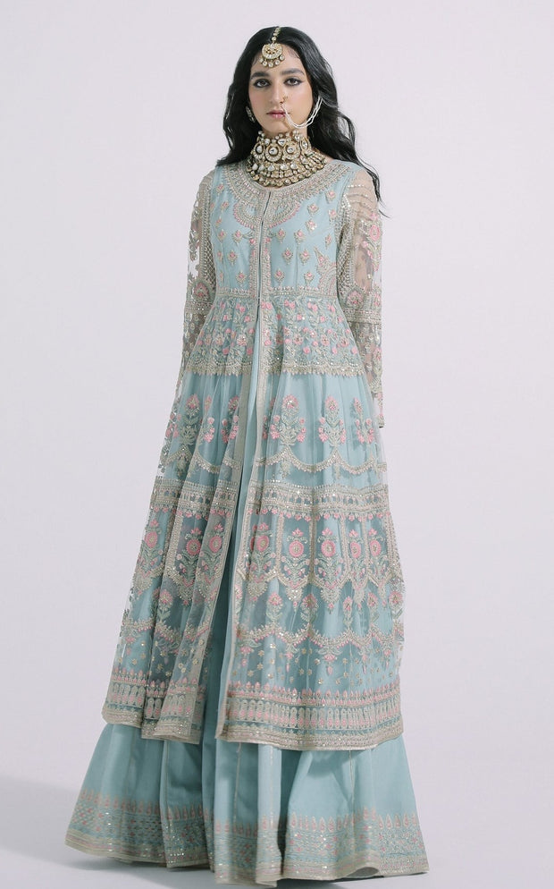 Ice Blue Traditional Pishwas for Indian Wedding Wear
