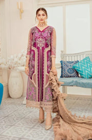 Imrozia Chiffon Dress in Magenta Color 