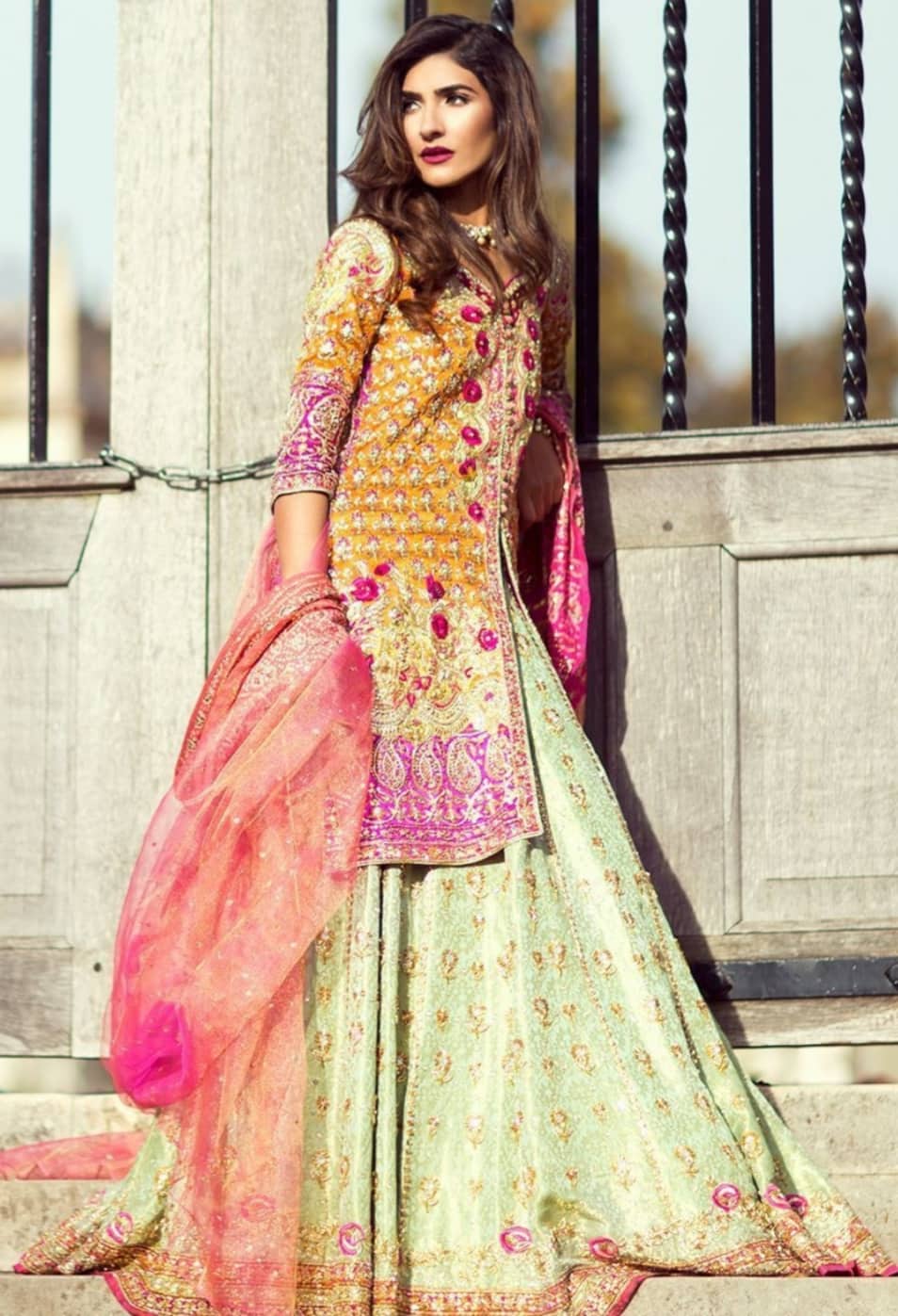 Pista Green Indian Lehenga choli for Wedding