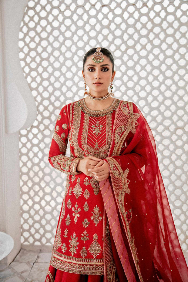 Bridal Simple Red Lehenga Kameez for Indian Bridal Wear – Nameera by Farooq