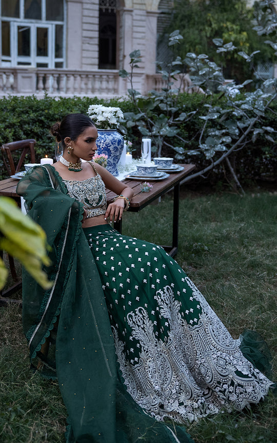 Embroidered Indian Emerald Green Lehenga Choli for Wedding – Nameera by Farooq