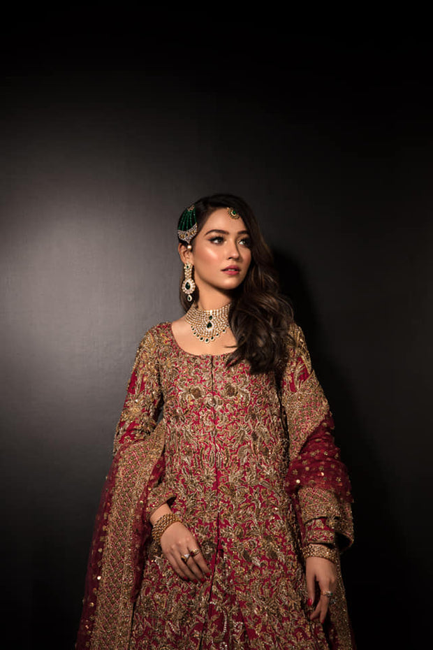 indian golden red lehenga