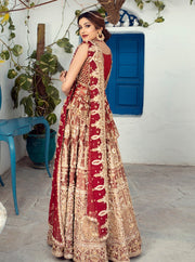 Indian Golden Red Lehenga for Marriage
