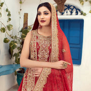 Indian Golden Red Lehenga for Wedding Wear 