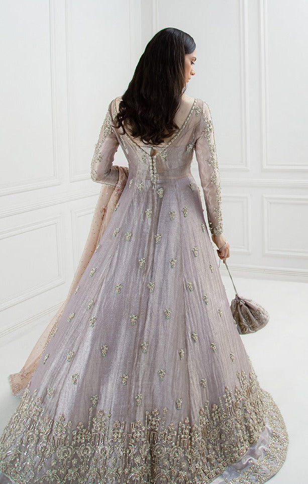Indian Grey Gown Lehenga Chunni 