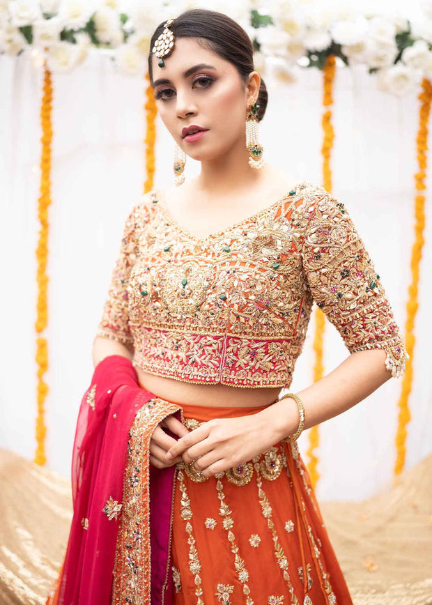 Indian Orange Pink Lehenga Choli 2022