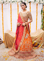 Indian Orange Pink Lehenga Choli for Bridal