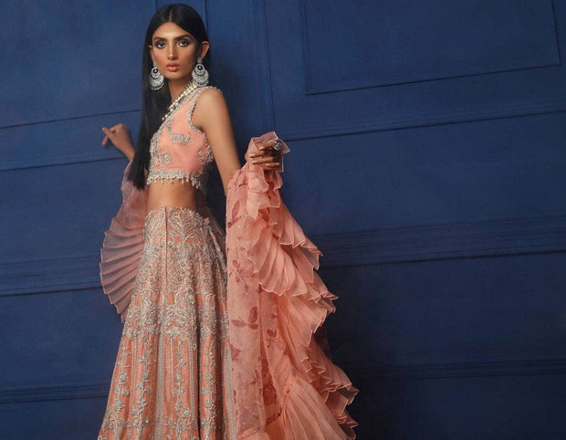 Indian Peach Bridal Lehnga Choli 2022