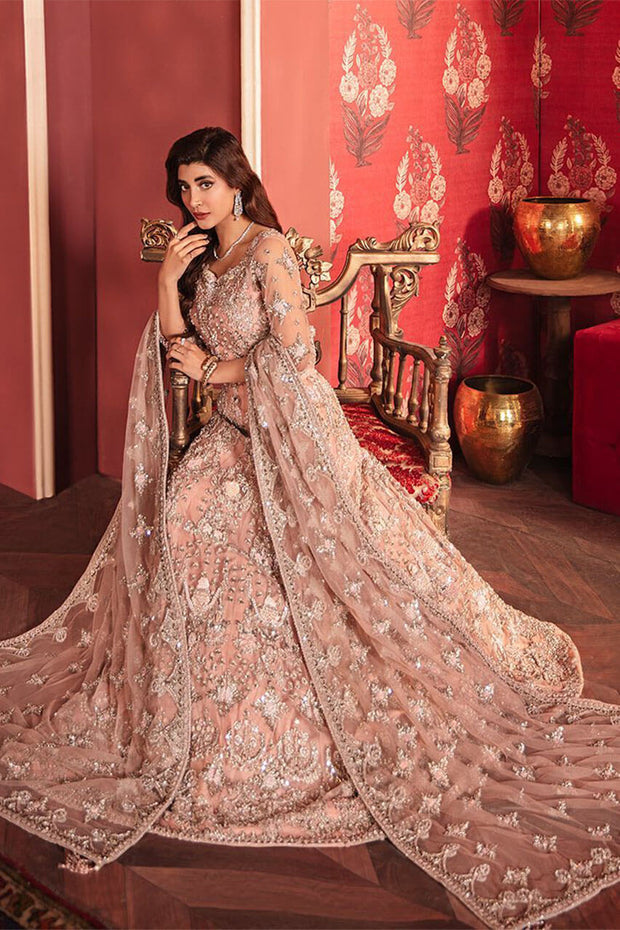 Peach designer indian dress with dupatta - Desi Royale