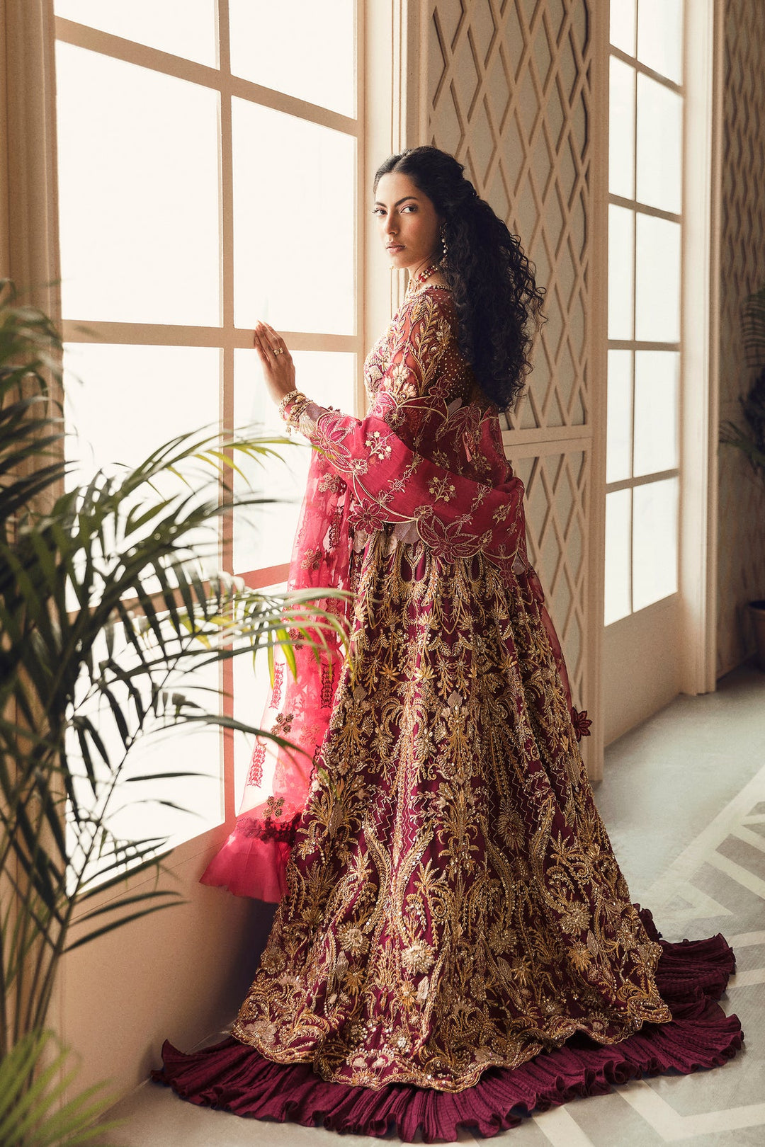 Indian Pink and Golden Lehenga Choli 2022