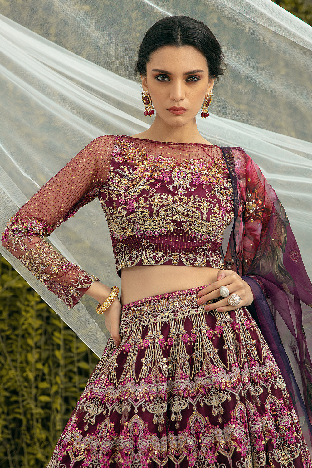 Indian Purple Lehenga Bridal Dress for Wedding #BN1195
