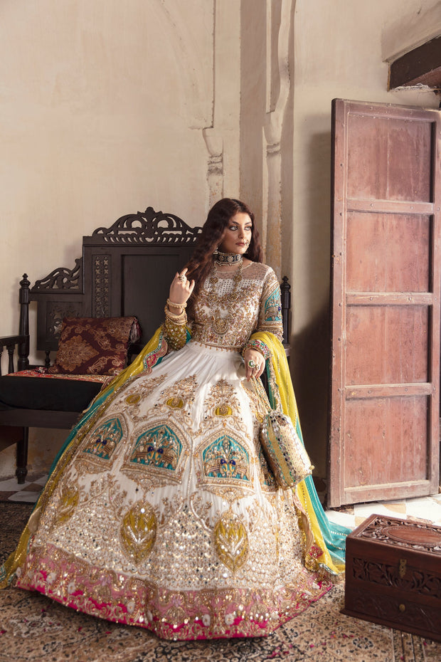 Indian White Raw Silk Lehenga Choli Bridal Dress 2022