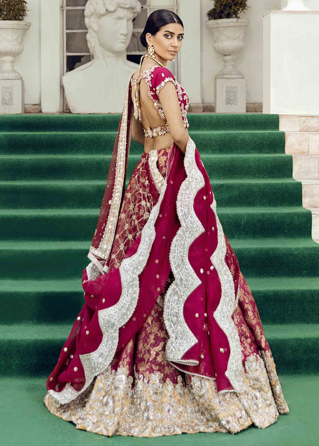 Indian White and Red Lehenga for Wedding