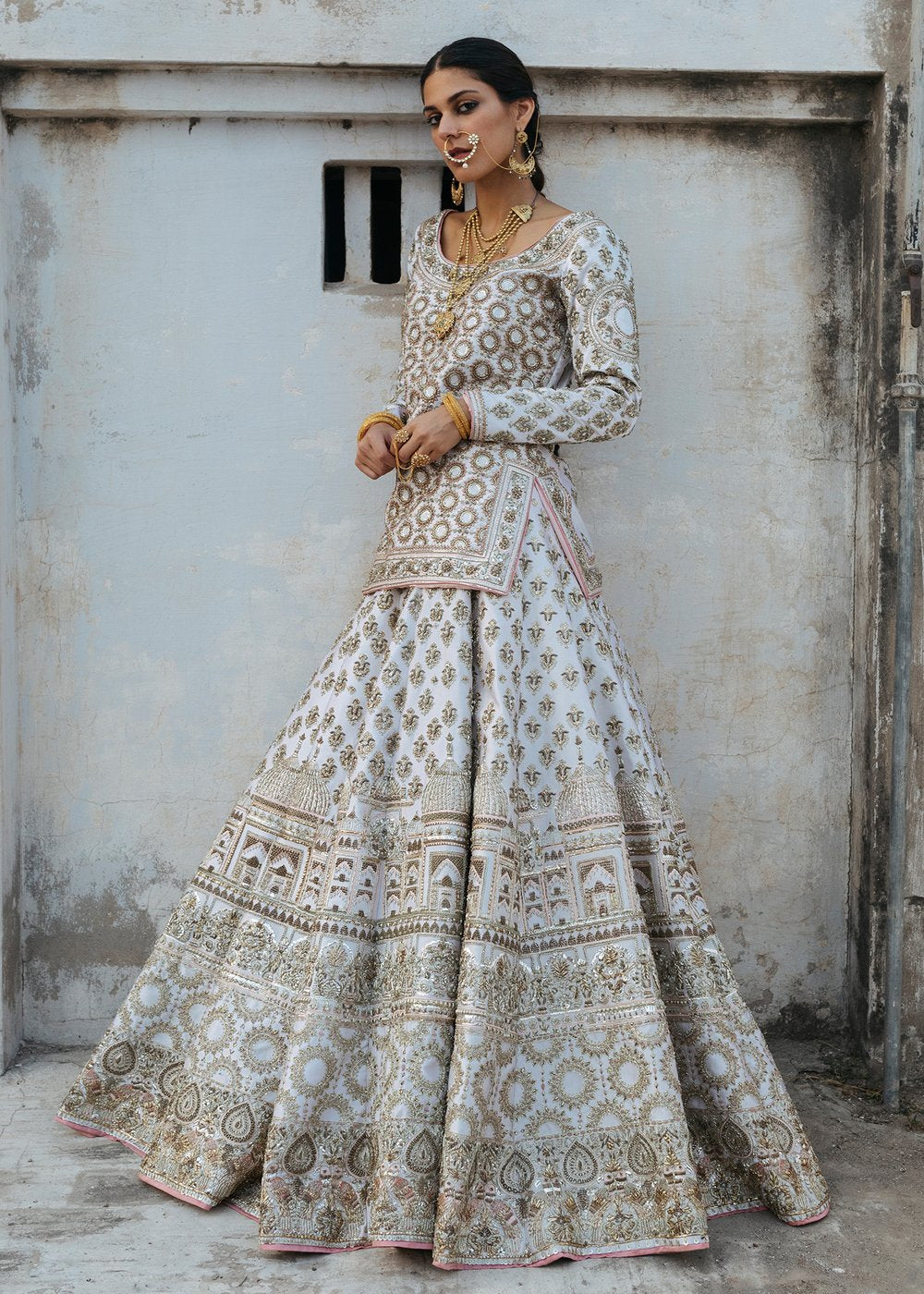 Indian Bridal Lehnga Dress in White Color