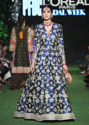 Indian Bridal Long Maxi in Blue Color for Wedding Model Walk