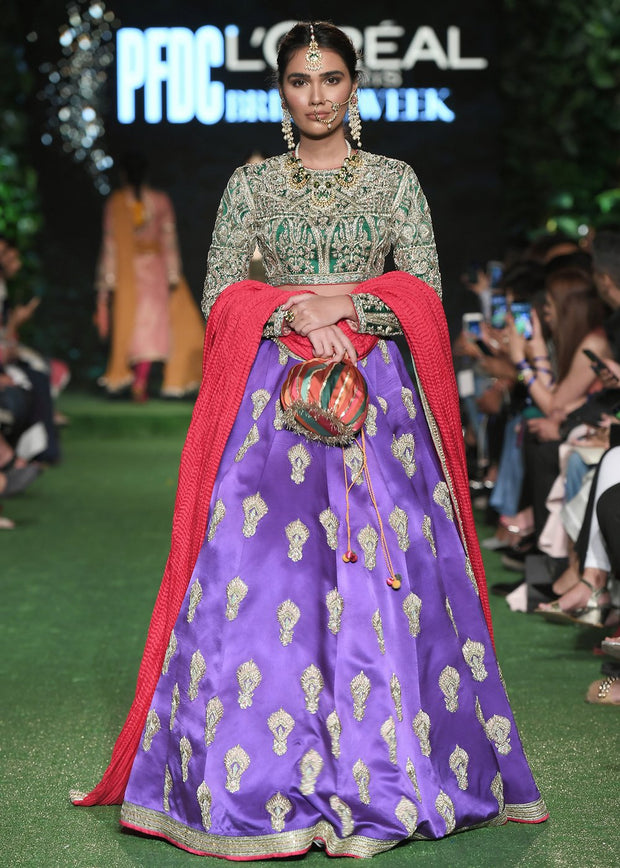 Indian Lehnga Choli for Bride in Elegant Style Model Walk