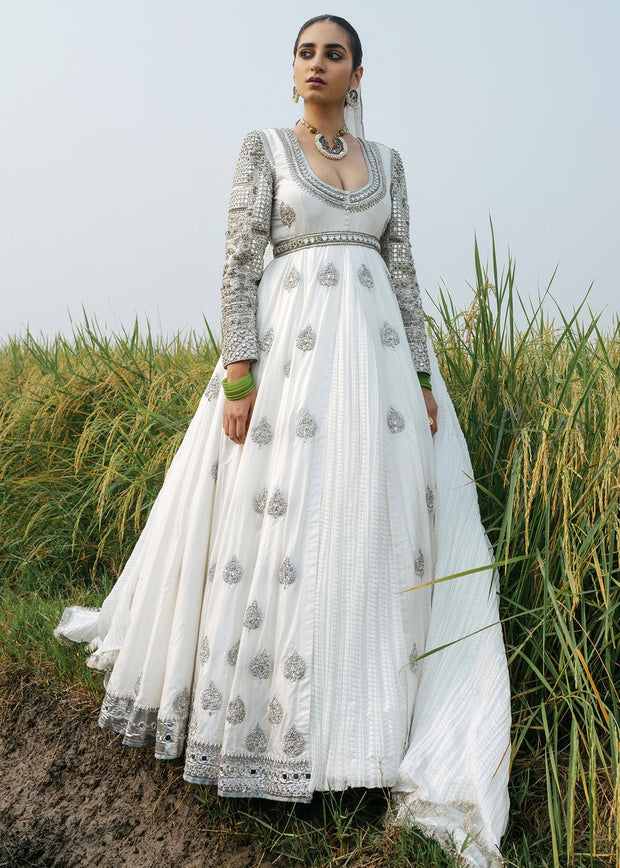 Indian Long Maxi in White Color for Wedding