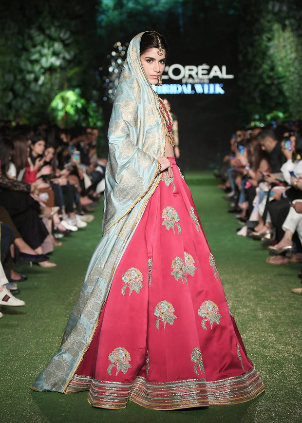 Indian Red Lehnga with Choli for Wedding Model Walk