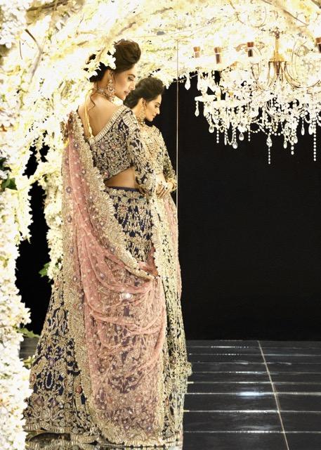 Latest Indian bridal lehnga embroidered in blue and pink color # B3378
