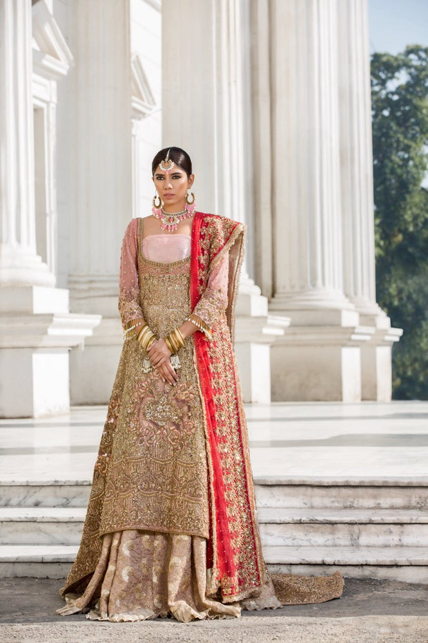 Beautiful Indian designer bridal dress in pink and red color # B3343