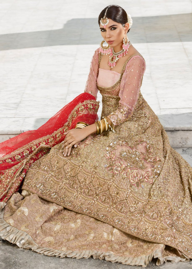 Beautiful Indian designer bridal dress in pink and red color