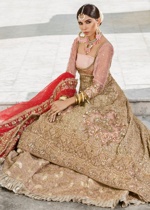 Beautiful Indian designer bridal dress in pink and red color
