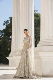 Beautiful Indian designer bridal outfit in lavish ivory color # B3344