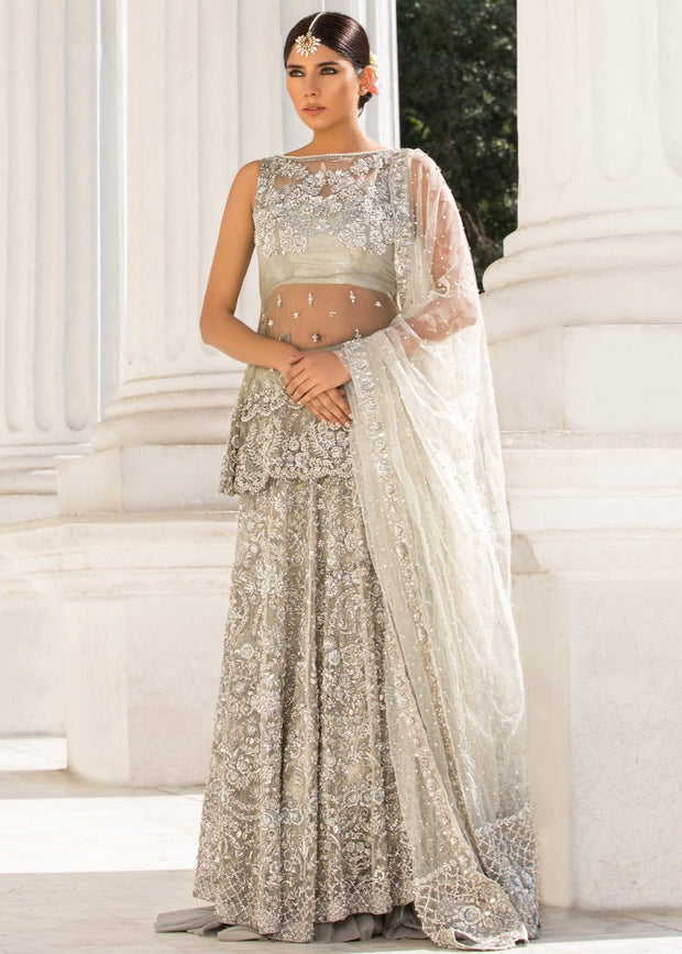 Beautiful Indian designer bridal outfit in lavish ivory color
