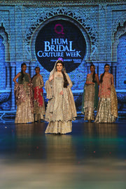 Indian designer embroidered dress in white and gold color # B3353