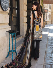 Latest Indian embroidered linen dress in deep black color # P2414