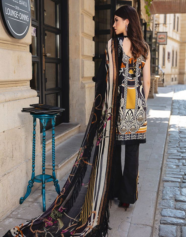 Latest Indian embroidered linen dress in deep black color # P2414